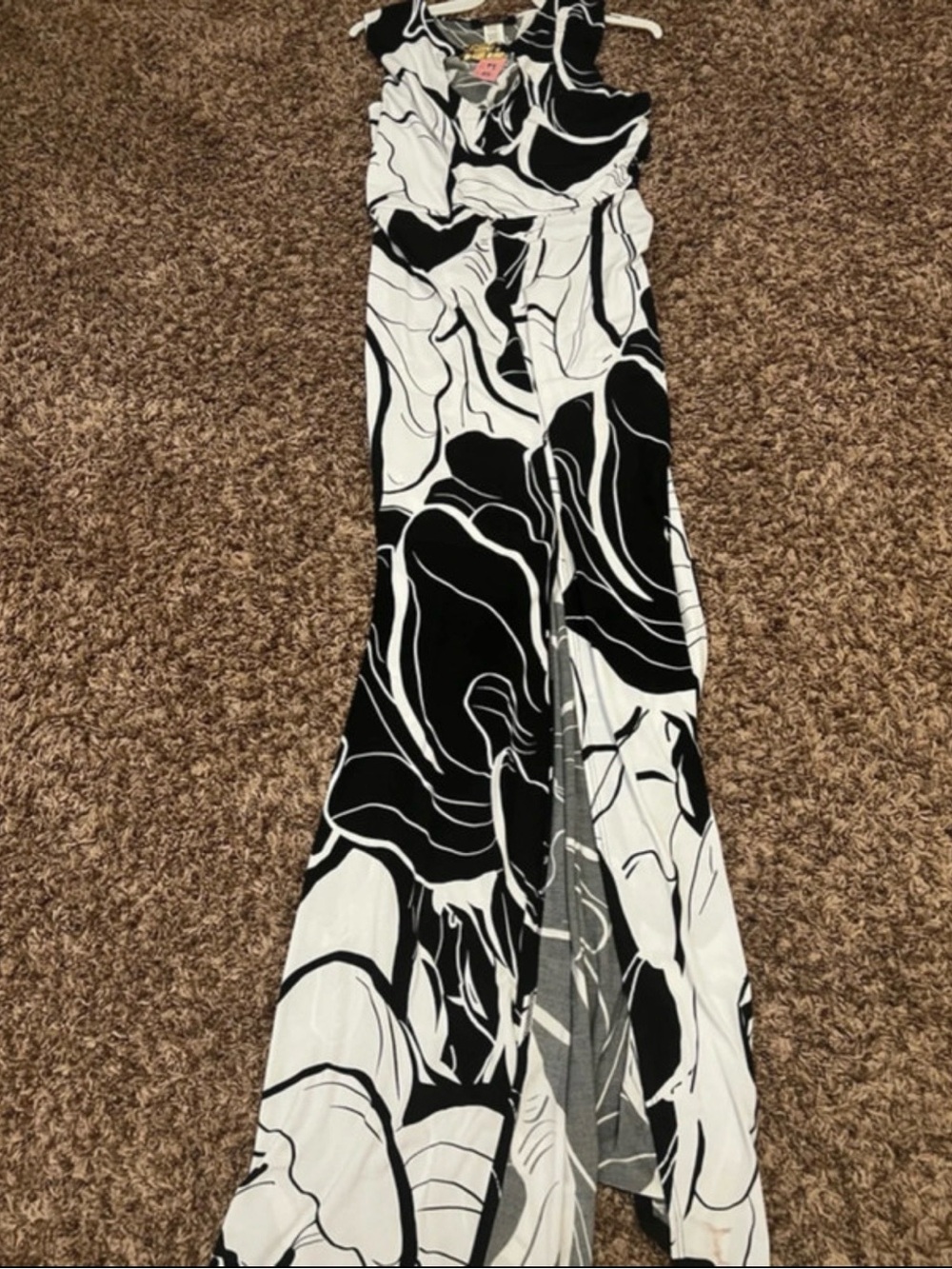 Sleeveless Black and White Floral Maxi Dress
